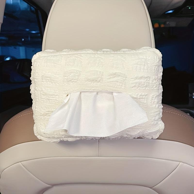 1pc Waffle Bubble Puff Car Tissue Box Cover, Adjustable Elastic Band Napkin Holder, Paper Box Protector for Vehicle Use