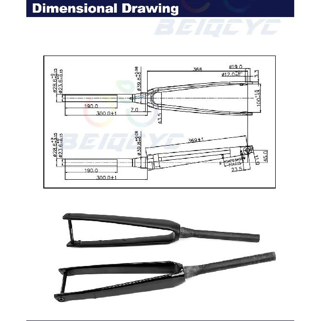 Carbon Internal Cables Fiber Road Front Fork Thru Axle Disc Brake Racing Road Fork 700*32C Tapered Tube Cyclocross Rigid Fork