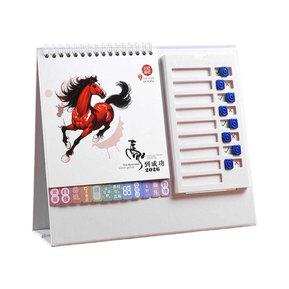 Coil Binding 2026 Desk Calendar Month Date Display Standing Flip Calendar Home Decoration