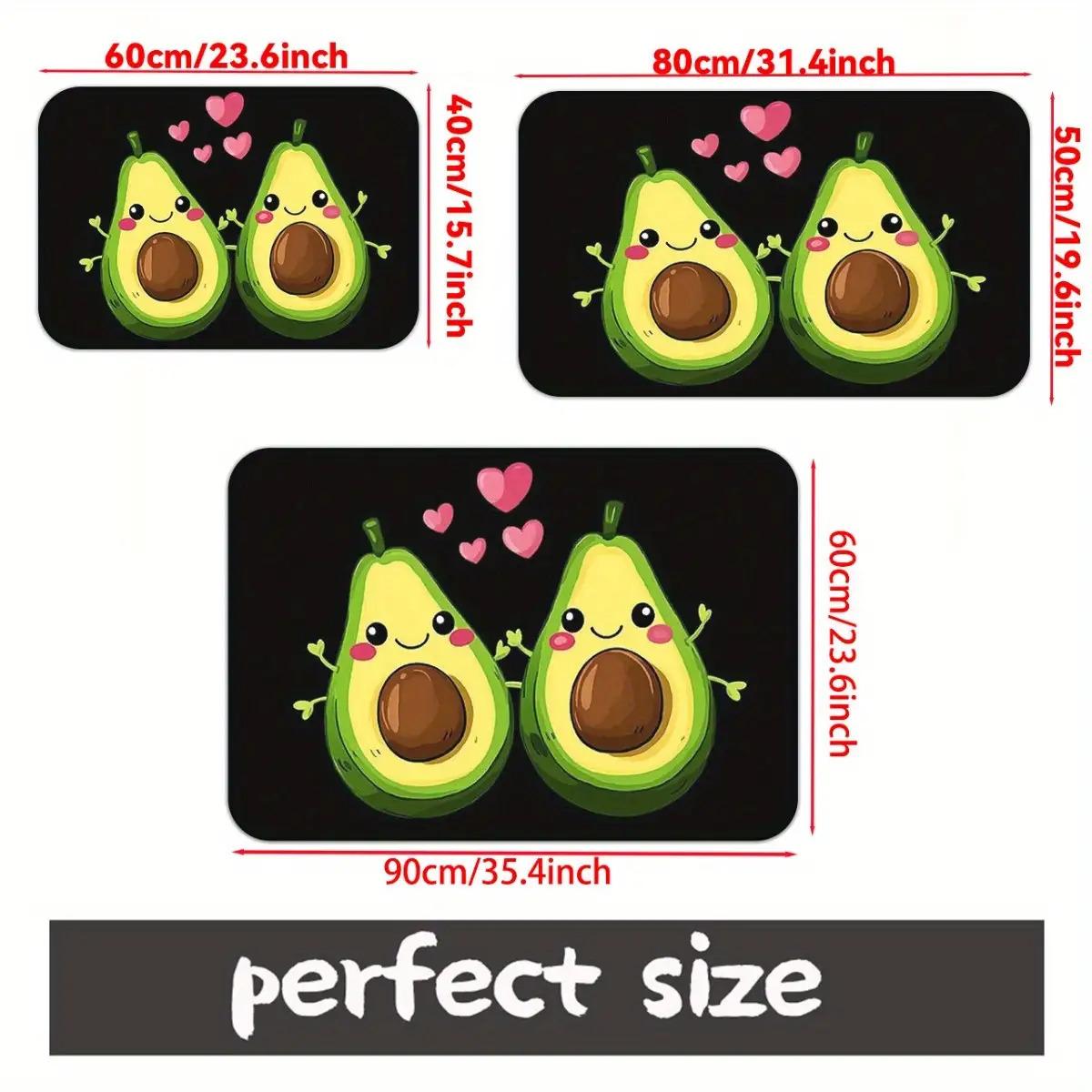 

VIKAMA Cute Avocado Carpet Black Stain-Resistant Rug Soft Doormat Bathroom Mat Rug For Bedroom Carpet For Live Room Home Decor 40X60CM (1.3X2FT