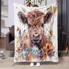 1pc Brown Cow Blanket Feelings Flannel Blanket Suitable for Outdoor, Indoor, Camping Sofa Bed Office, Shawl Blankets