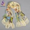 [BYSIFA] Beige Butterfly Silk Scarf Shawl Foulard 160*55cm-Chiffon 100% Mulberry Silk Neck Scarves Large Wrap For Women 160*55cm