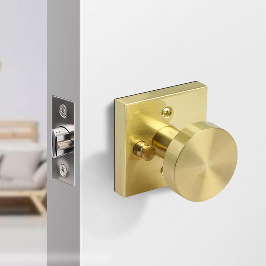 Practical Gold Door Knobs Interior Portable Sturdy Passage Hall Closet Satins Brass Finish for Modern Homes Use