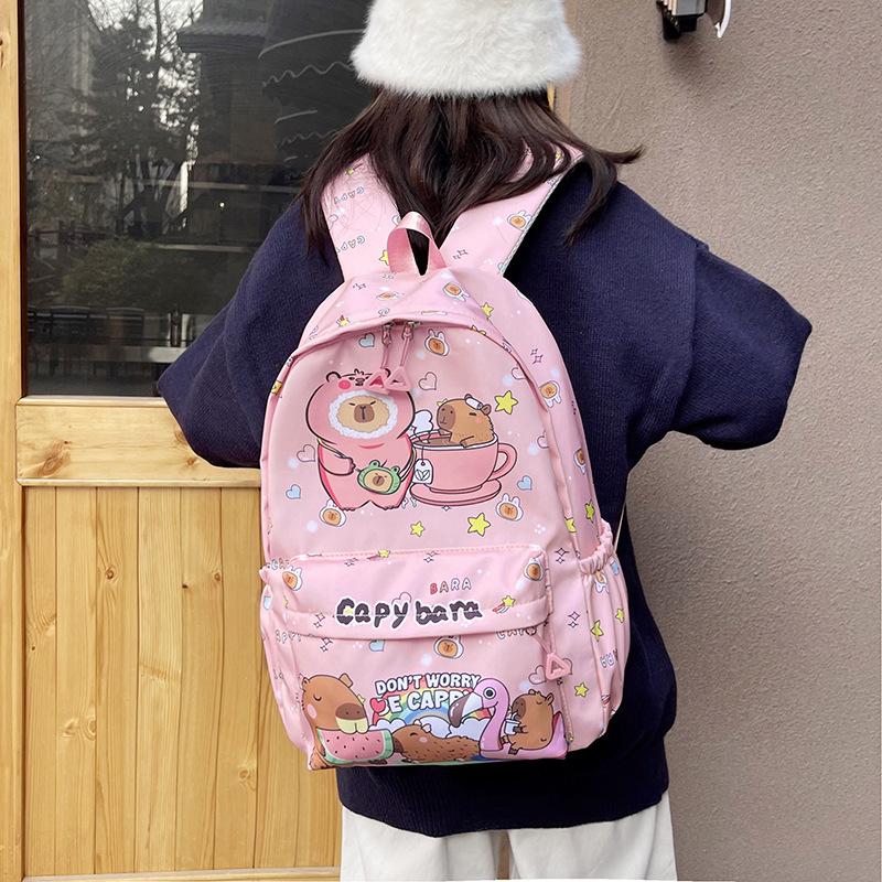 School Bag Female New Cartoon Primary and Secondary School Students Cute Backpack Printed Capybara Student Bag