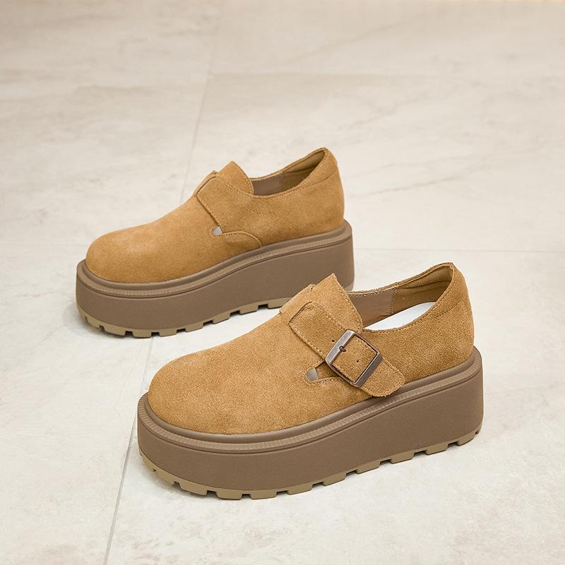 Rudens jauni viss iekļauts retro mokasīni ikdienas vienas kurpes platformas paaugstinātas kurpes ādas iekšpuse paaugstinātas Boken sieviešu kurpes