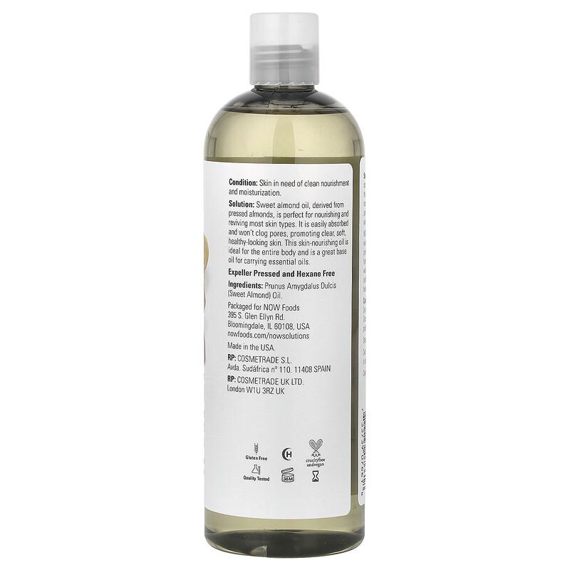 Solutions, Sweet Almond Oil, Pure Moisturizing Oil, Unscented, 16 fl oz (473 ml)