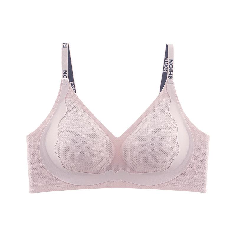 Summer Thin Ice Silk Seamless Mesh Breathable Underwear Women's Jelly Soft Support Comfortable Adjustment Girl Bra Cover