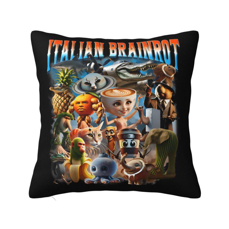 Italian Brainrot Cappuccino Assassino Throw Pillow Case Home Decorative Cushions Cover For Sofa Car Square Polyester Pillowcase