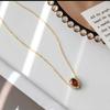 18K Gold Plated Sterling Silver Garnet Red Ruby Necklace for Women - Retro Fashion Clavicle Chain
