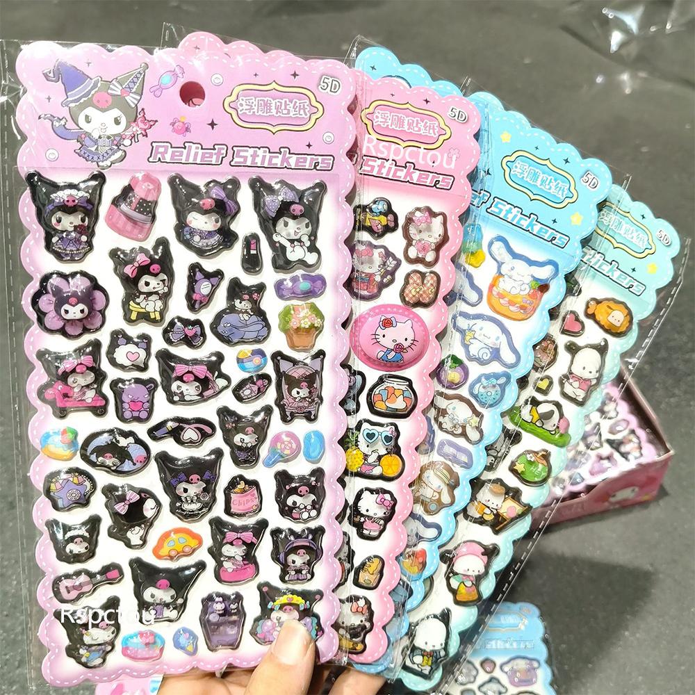 Cute Sanrio Series 3D Relief Stickers Aesthetic Decoration Decals Kawaii Cinnamoroll My Melody Kuromi Cartoon Bubble Sticker Toy
