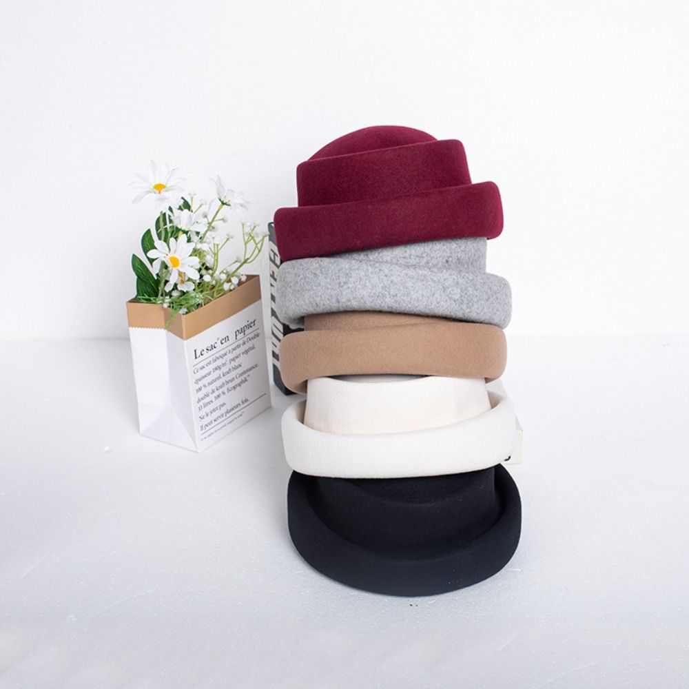 Adjustable Top Hat for Women 100% Wool Millinery Berets Trendy Wool Cap  for Party