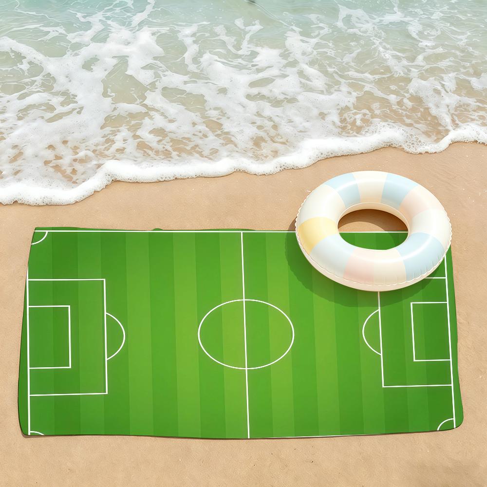 Druck Fußballfeld Handtuch Trocknen Badehandtuch Anwendbar für Leichtes Schwimmen Camping Yoga Strand Außen