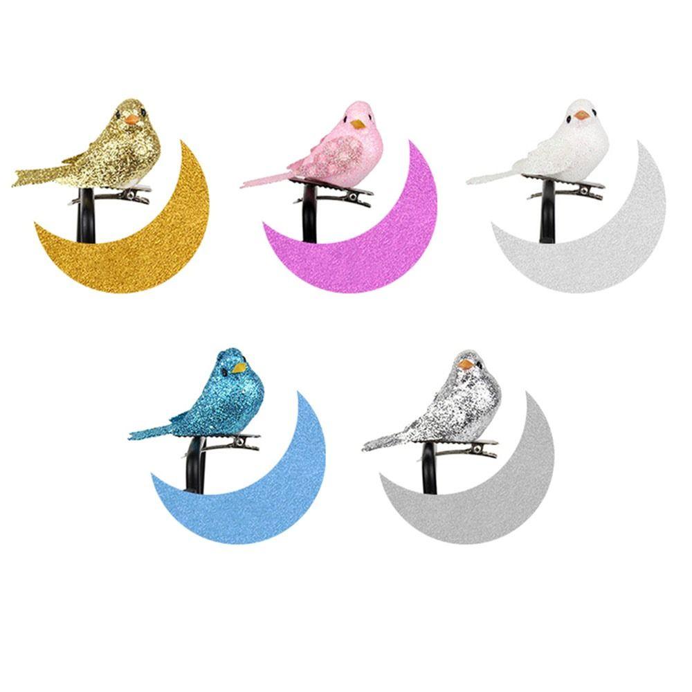 12PCS Multicolor Artificial Birds Gold Powder with Clips Faux Bird Photo Props Foam Simulation Bird Model Landscape Making