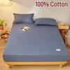 Cotton Fitted Sheet with Elastic Band Anti-Slip Mattress Cover for Single Double Queen King Bed Adjustable Plain Fitted Bedsheet