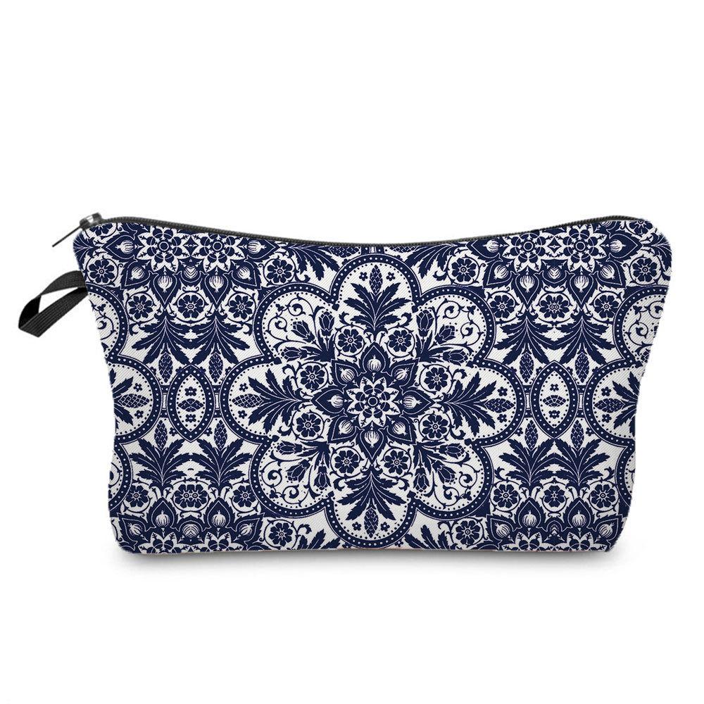 Nuova custodia compatta e personalizzata lanciata per viaggi, articoli da toeletta, trousse con stampa in porcellana blu e bianca