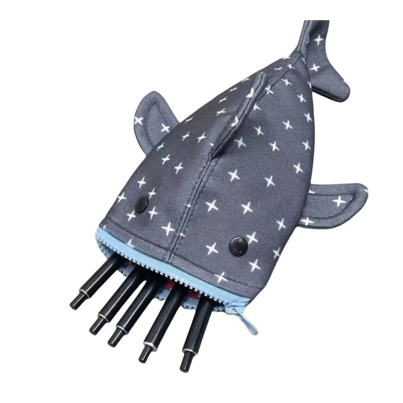 Shark Pencil Case,Shark Mouth Zipper Pencil Pouch Cute Shark Pencil,Special Idea Canva Animal Stationery Pouch for Office Supply