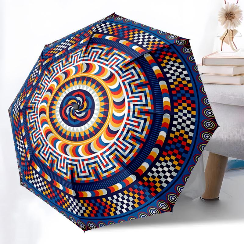 

1pc Mandala Pattern Automatic Umbrella | Portable Foldable 8-Rib Manual Open, Cute Birthday & Holiday Gift for Outdoor yy260107078