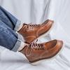 Scarpe Moda Autunno Inverno in Pelle Bovina da Uomo Marroni Business Casual Stivali con Zeppa Moda Maschile Nuovo Designer Lavoro Botas Hombre