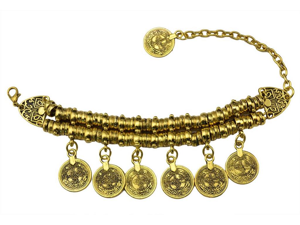 Fashion Retro Dual-use Coin Anklet/Bracelet with Engraved Design