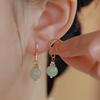 PANJBJ 925 Sterling Silver Rose Hotan Jade Earring for Women Girl Ethnic Style Versatile Temperament Jewelry Gift Dropshipping