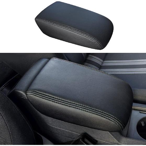 Armrest Cover Suitable for Toyota Camry 2007-2011 Leather Central Console Armrest Box Protector Pad (Black Leather + Black Stitch)