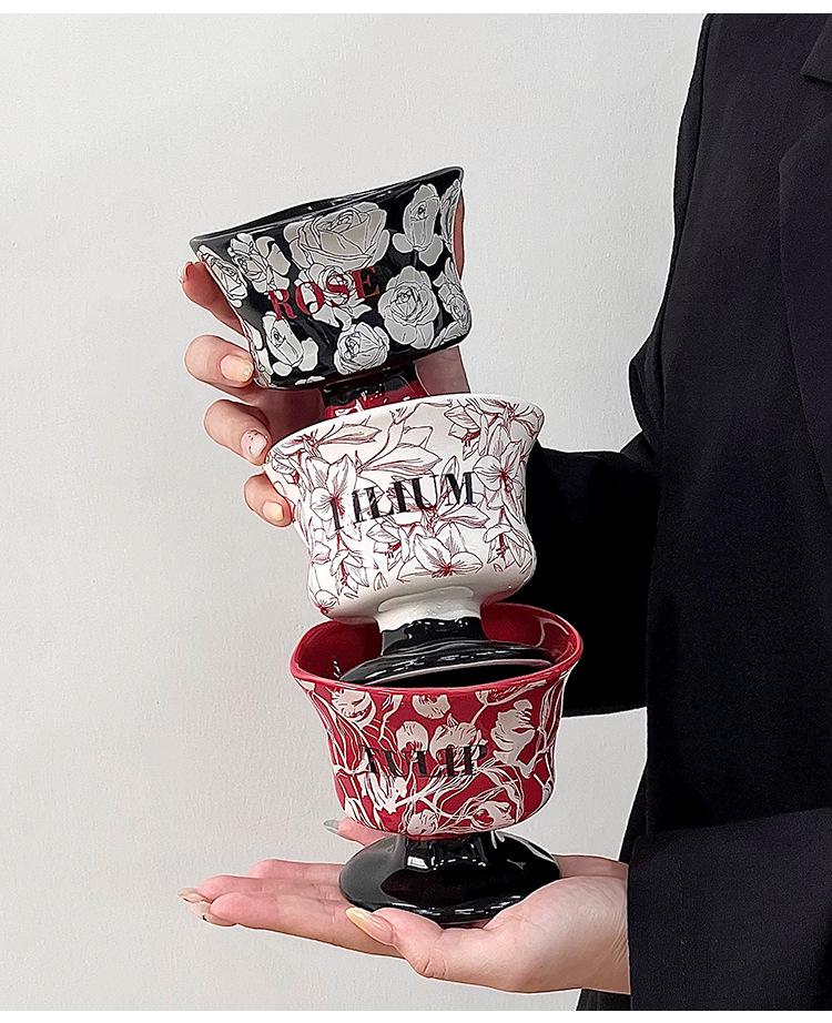Creative Flower-Shaped Ceramic Coffee Cup for Home and Commercial Use - Ideal for Italian Coffee and Latte Art.