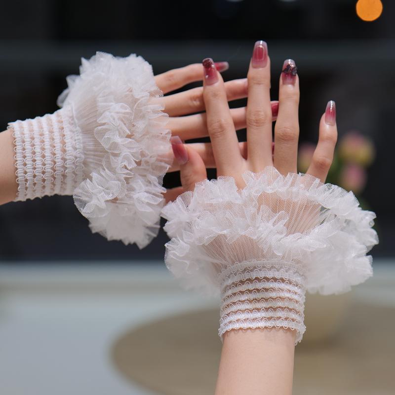 Manicure Sleeve For Nail Art Lace Fake Pleated Cuff Manicure Photography Props Fake Sleeves Nails Accessories Supplies Charm