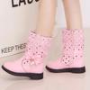 Children Fashion Leather Boots Versatile Lace Beautiful Elegant Princess Shoes PU Cotton Kids Shoes Classic Boots Drop Shipping