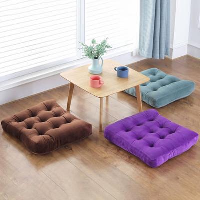 Square Seat Cushion 16x16 Inches Solid Color Stuffed Chair Pad Velvet Thick Seat Cushion for Dining Chair Floor Home Office