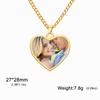 Collana Ciondolo Rotondo Cuore Rettangolo con Foto Personalizzata Acciaio Inossidabile Gioielli per Donna Uomo Famiglia Regalo di Compleanno