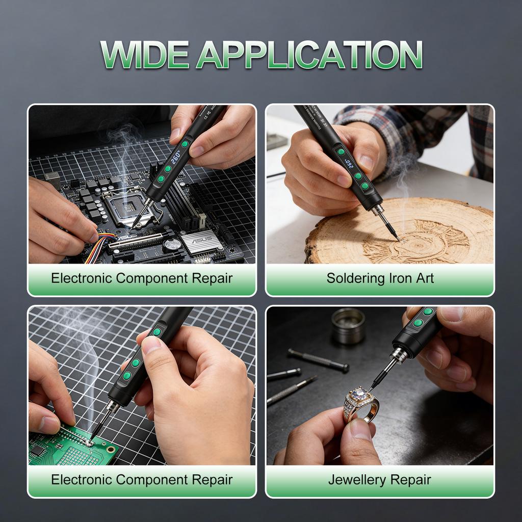 Portable Digital Soldering Iron Kit 5V/15W USB Fast Heating 180-450°C Adjustable Temp with Tips for Circuit Repair