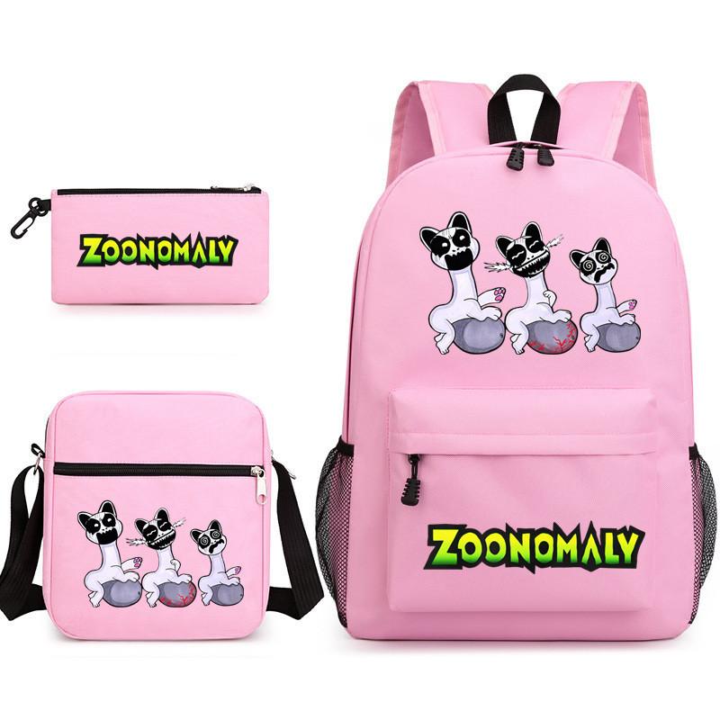 Deformed Zoo School Bag Male and Female Students Three-piece Large Capacity Backpack