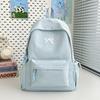 Schoolbag Japanese Ins Small Fresh Student Schoolbag Female Cute Embroidered Bow Backpack Solid Color Versatile Travel Backpack