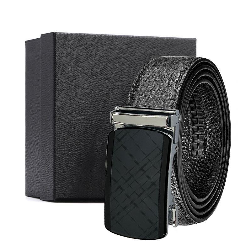 

en s automatic buckle first layer cowhide water ripple belt high fashion versatile gift box belt 120*3.5cm