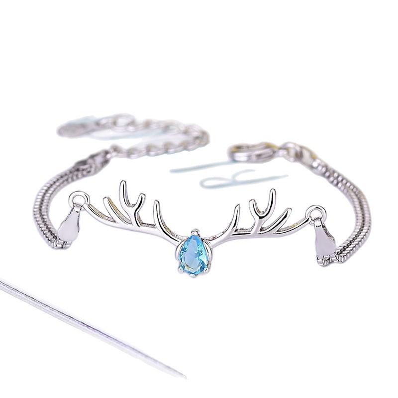 Korean Style Rhinestone Elk Bracelet - Luxurious Antler Jewelry for Women