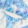 1011 Europe, America and Russia new colorful mesh three-piece bikini swimsuit swimsuit spot
