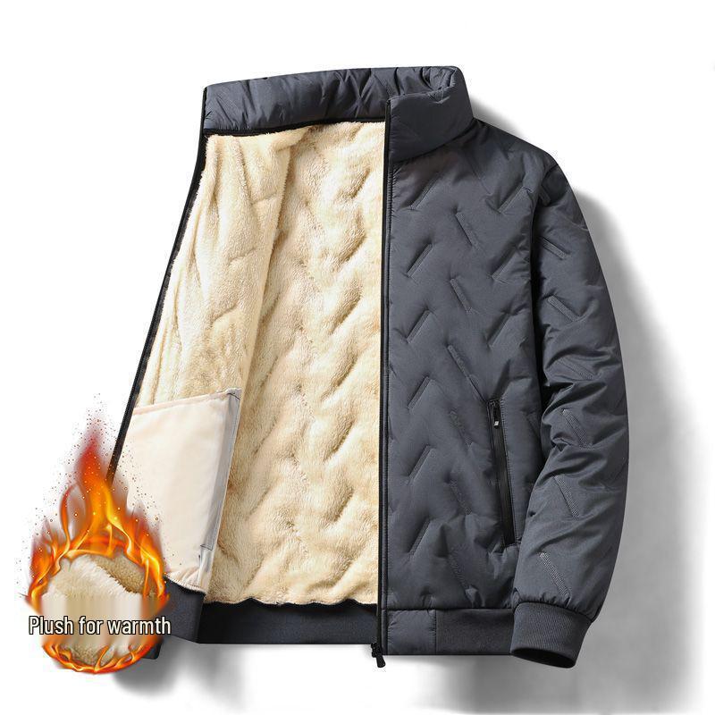 Men's Fleece-Lined Lamb Wool Jacket, Warm, Versatile, Plus Size, Autumn/Winter Coat for Youth/Middle-Aged.