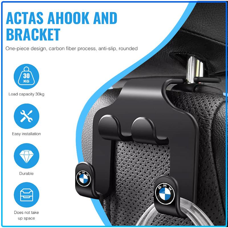 Car Seat Back Hooks Phone Holder Auto Portable Fastener Double Hooks For BMW M Performance 1 3 5 7 Series M3 M4 M5 M6 X1 X3 X5 X6 X7 E30 E34 E36 E39