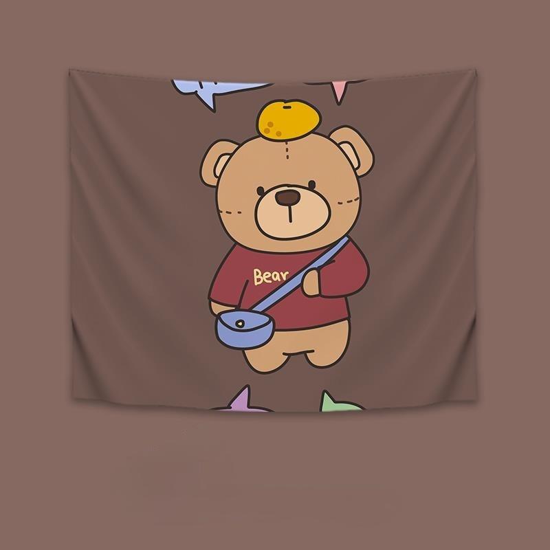 Cute Cartoon Bear Tapestry Bohemian Room Decoration Style Tapestry Essential Wall Cloth Tapestry for Dormitory Rooms