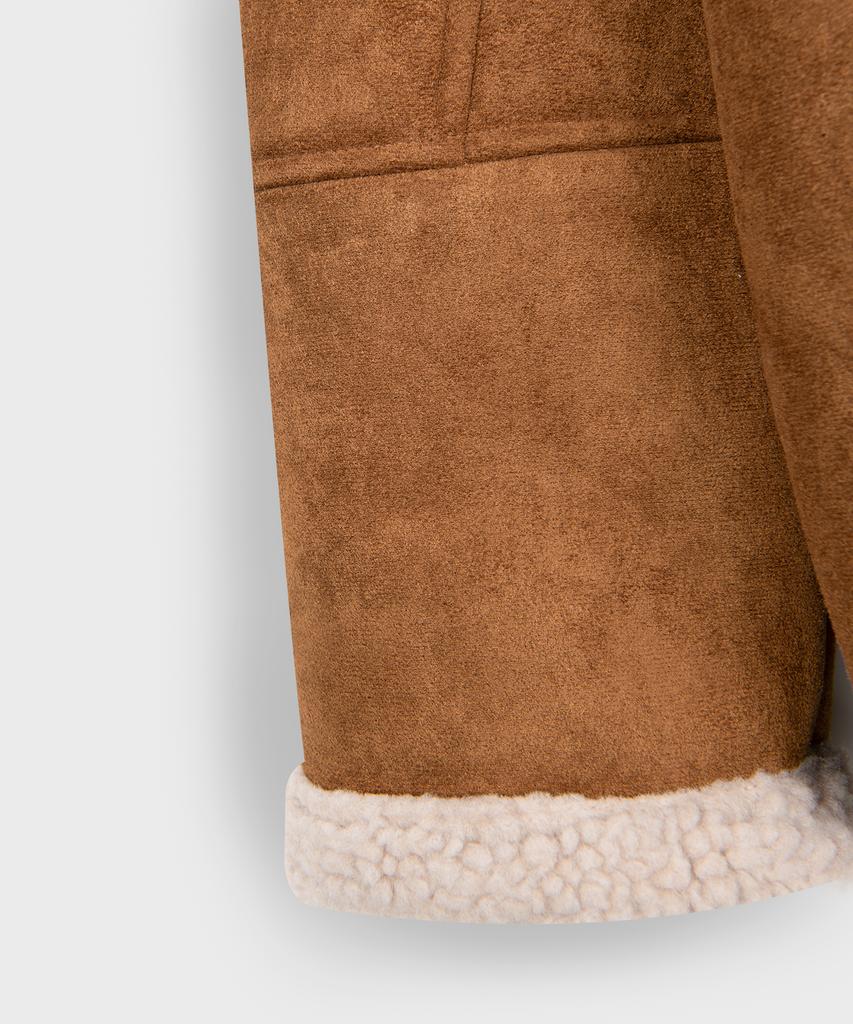 Place Studio Wende Lammfell Übergröße Mustang Jacke Wildleder [Braun]