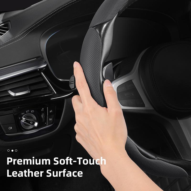 Suitable for Mercedes-Benz Breathable Holes Leather Steering Wheel Cover Segmented Quick Release Design Non-Slip and Durable E Class S C a Glc Suv