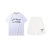 Li Ning Letter Logo Print Comfortable Training Breathable Versatile Crew Neck Pullover Short Sleeve T-Shirt Casual Sports Suit YHST165-1+AKST593-7