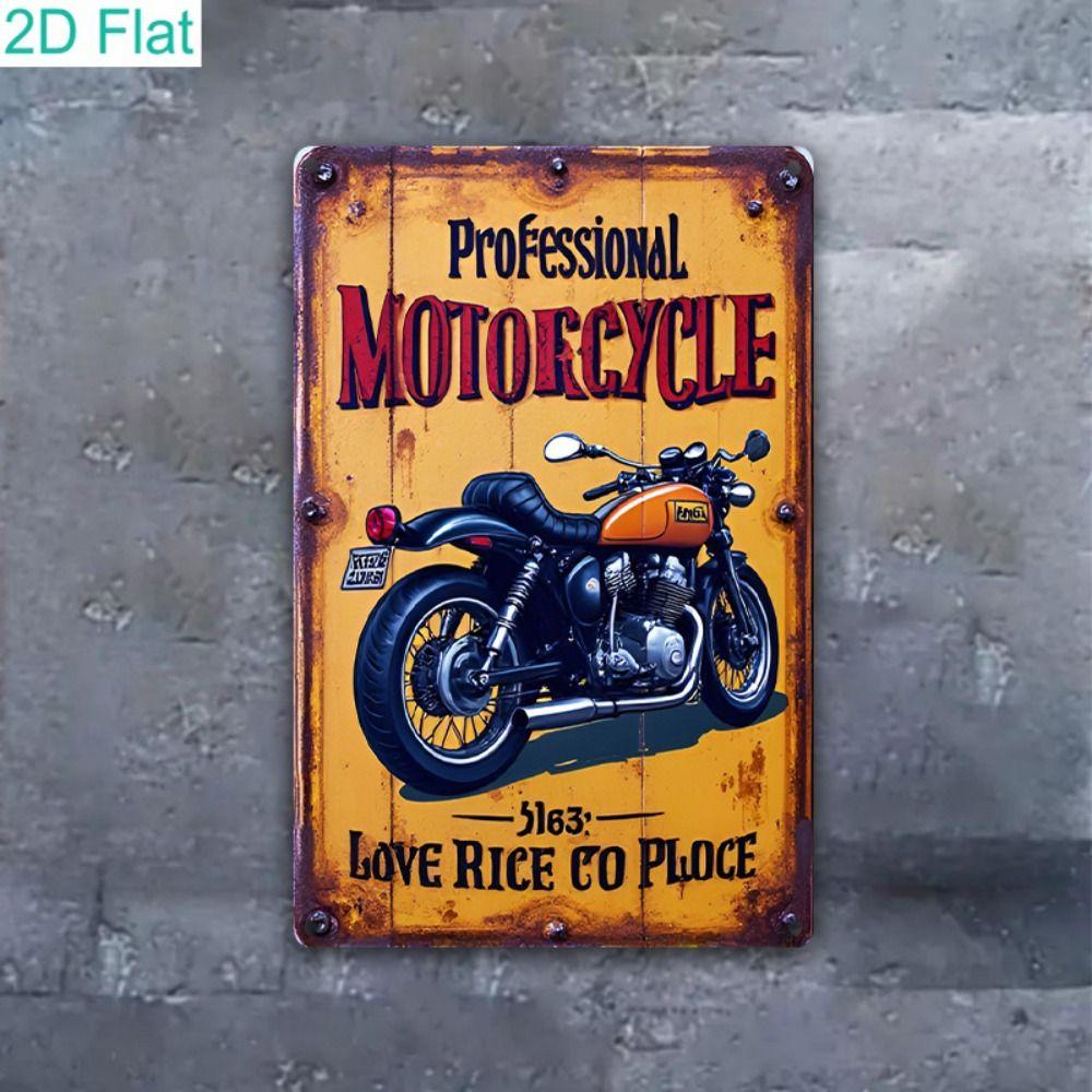 Vintage Motorcycle Metal Tin Sign Retro Biker Garage Wall Decor Industrial Style Art