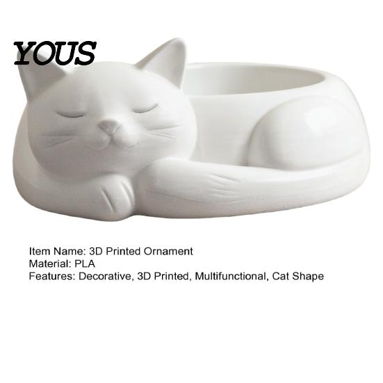 Cute Cat Flowerpot 3D Printed Jewelry Storage Holder, Succulents Flowerpot, Nordic Ornament Style Desktop Organizer for Rings Earrings Bracelets