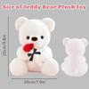 LIHIQIYA White Teddy Bear 25cm, Teddy Bear Holding Rose Plush Toy, Valentine's Day/Easter Gift for Girlfriend Wife