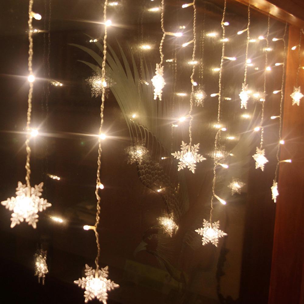 4M 96 L-EDs Snowflake String Light Christmas Holiday Party Fairy Curtain Flashing Light