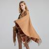 Scottish Classic Plaid Tassel Thick Warm Split Shawl Cape