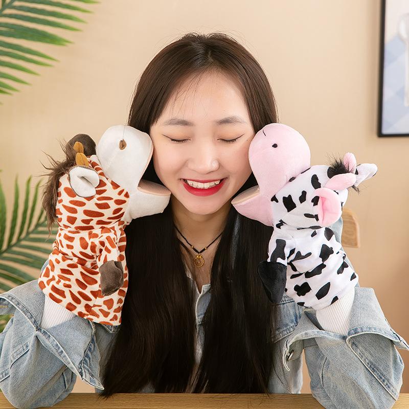 Hand puppet toy animal gloves mouth action plush doll