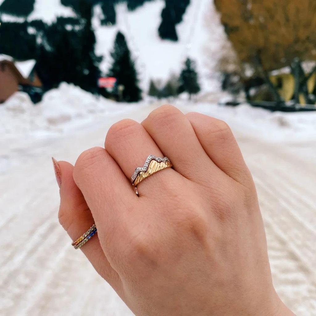 High-End S925 Sterling Silver Layered Mountain Peak Ring for Women - Micro-Inlaid Fashion European and American Style Index Finger Jewelry.