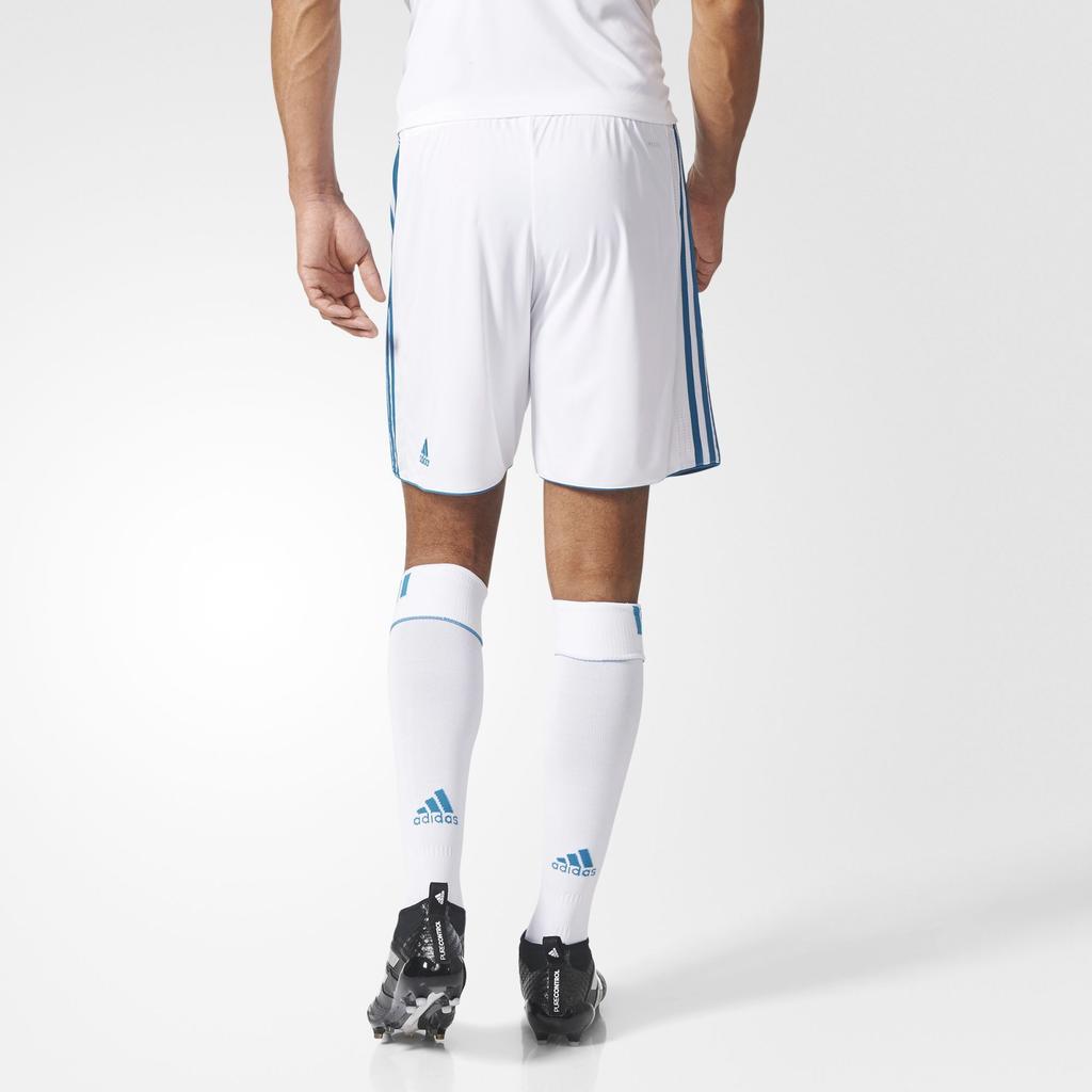 Adidas Real Madrid Baskılı Elastik Bel Futbol Şortu Erkek Alt Beyaz Parlak-Camgöbeği BR8705